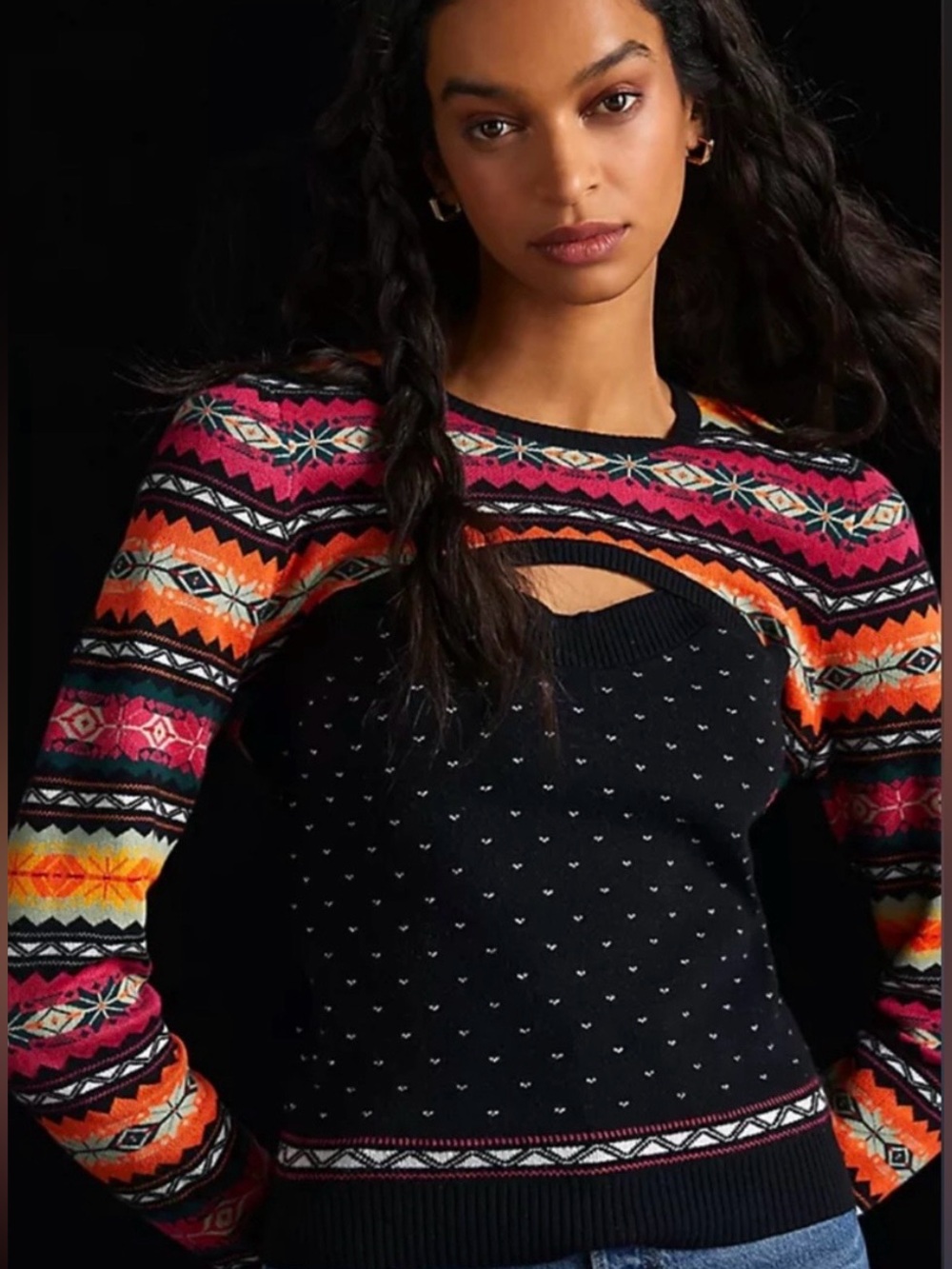 Anthropologie Maeve Fair Isle Cropped Shrug Sweater Multicolor Small NWOT